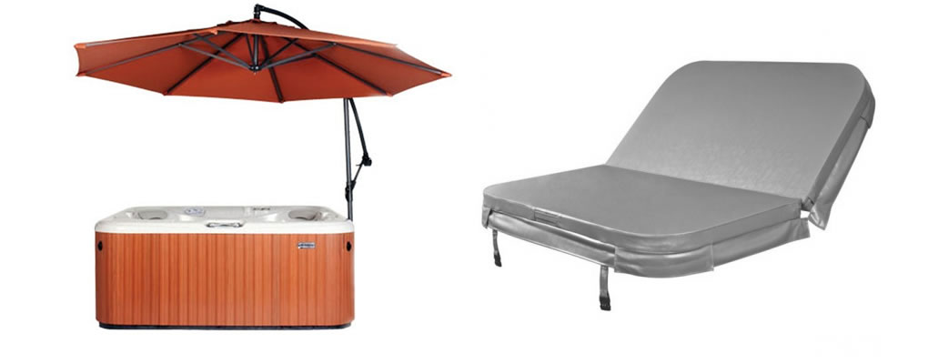 hot tub parasol and hot tub lid
